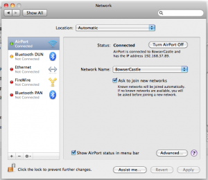 Network Control Panel on Mac