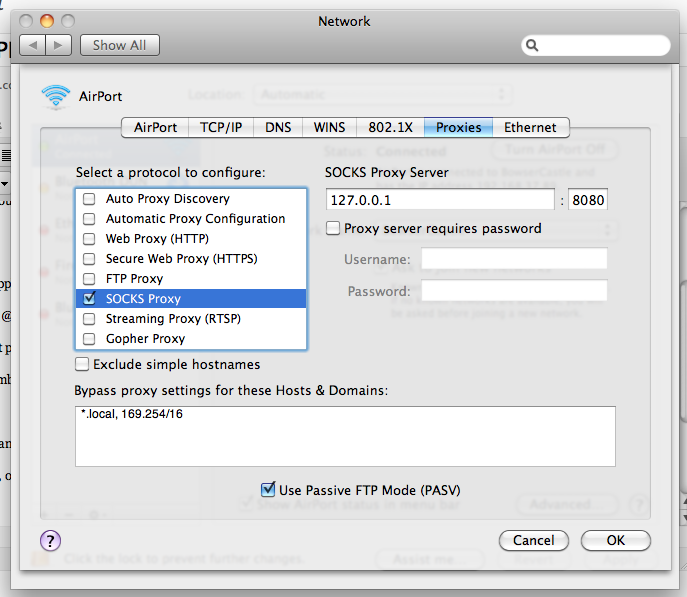 Using SSH as a SOCKS VPN on Mac OS