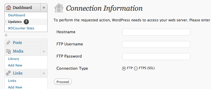 Wordpress Asking for FTP Details